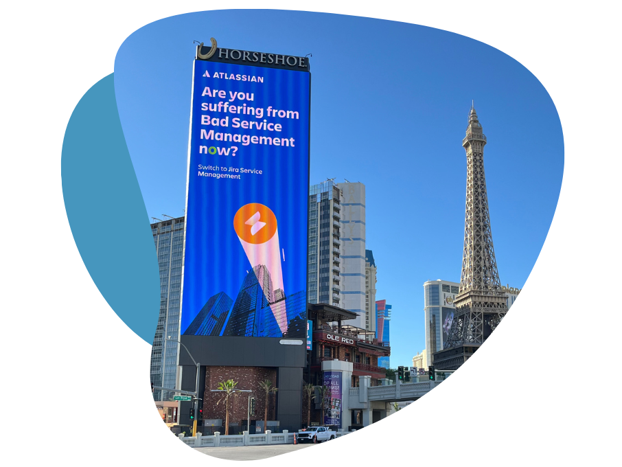 Große Werbeanzeigen in Las Vegas für Enterprise Service Management von Atlassian