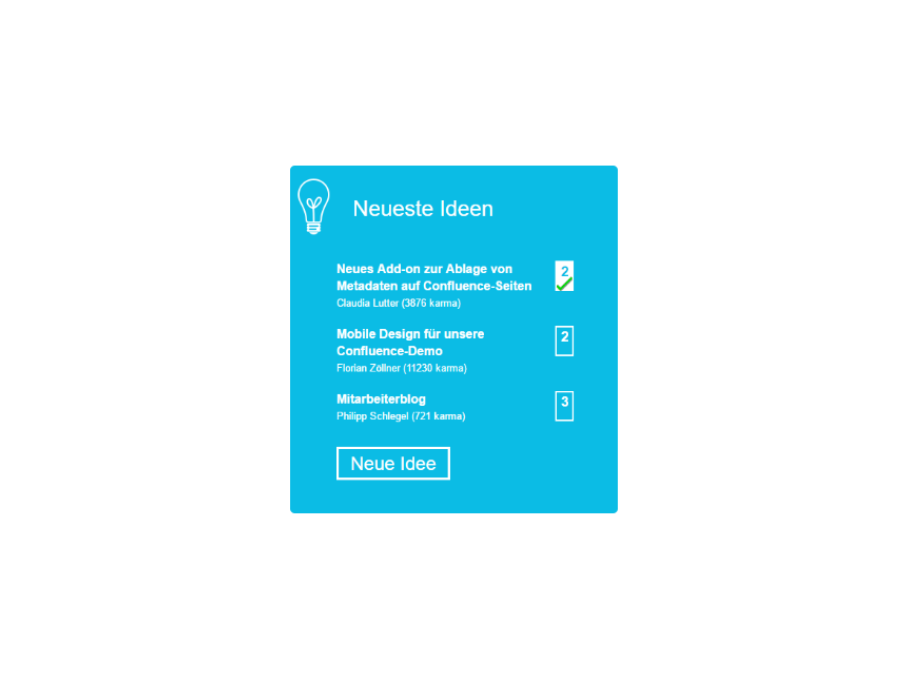 Ideenmanagement mit Jira und Confluence. Aufmerksamkeit erlangen: Widgets