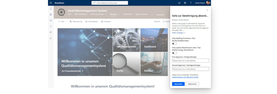 Einführung Microsoft Qualitätsmanagement_Genehmigungsworkflows per Email oder Teams