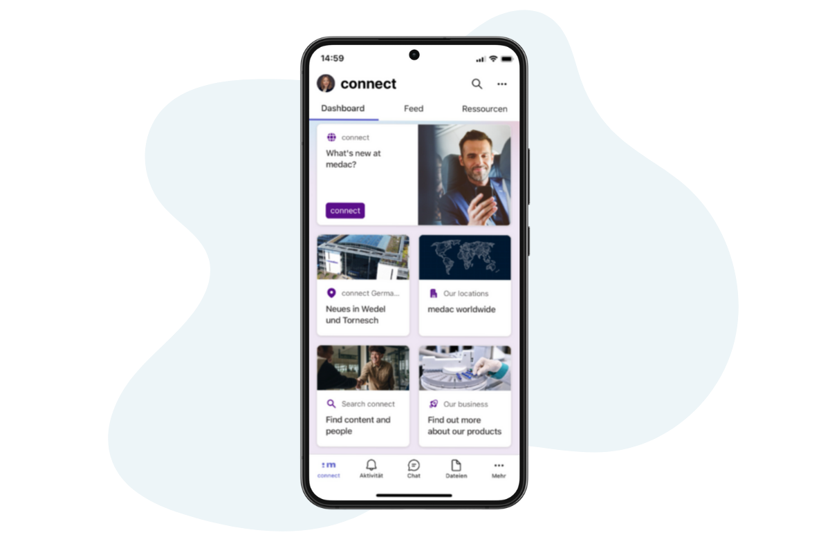 Intranet Sofware für mobile Anwendung auf Smartphone mit SharePoint und Viva Connect von Microsoft 