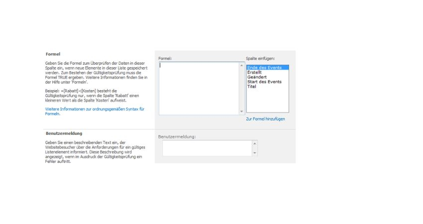 Validierung in Listen (SharePoint)