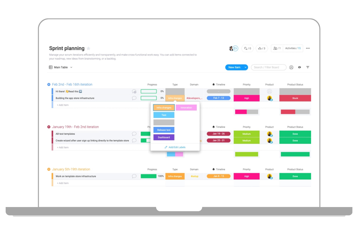 Zeitplan schätzen, Sprints planen mit monday.com