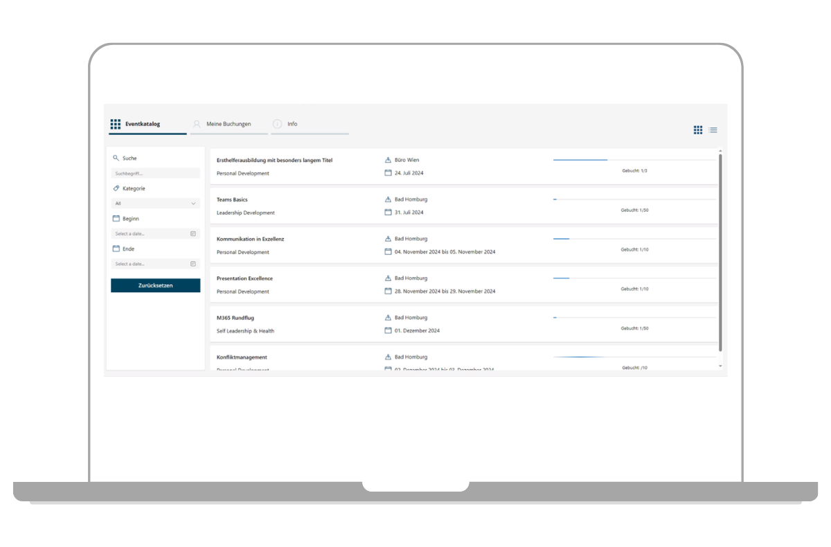 Besucher können sich direkt einschreiben im digitalen Veranstaltungsmanagement System