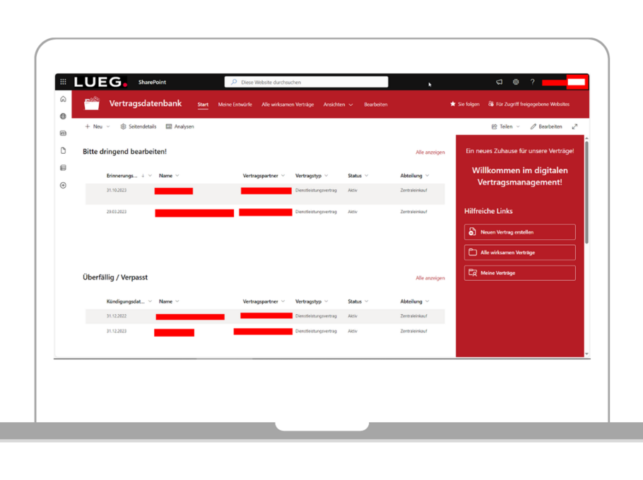 Vertragsmanagement: Transparentes Arbeiten bei LUEG, effizientes Vertragsmanagement