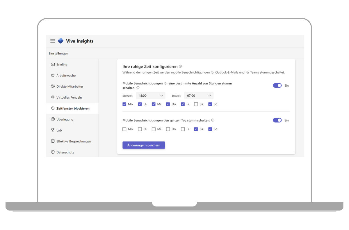 Viva Insights Arbeitszeiten