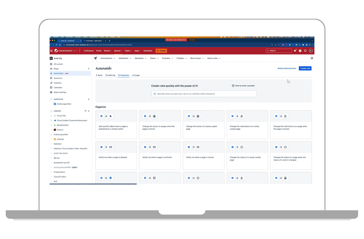 Neues User-Interface von Confluence Automations