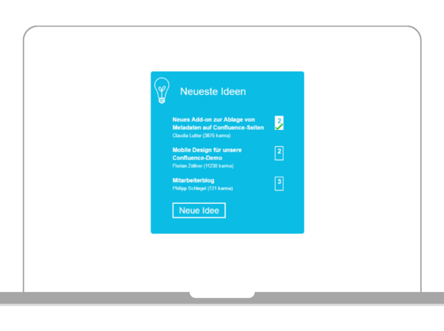 Ideenmanagement mit Jira und Confluence. Aufmerksamkeit erlangen: Widgets