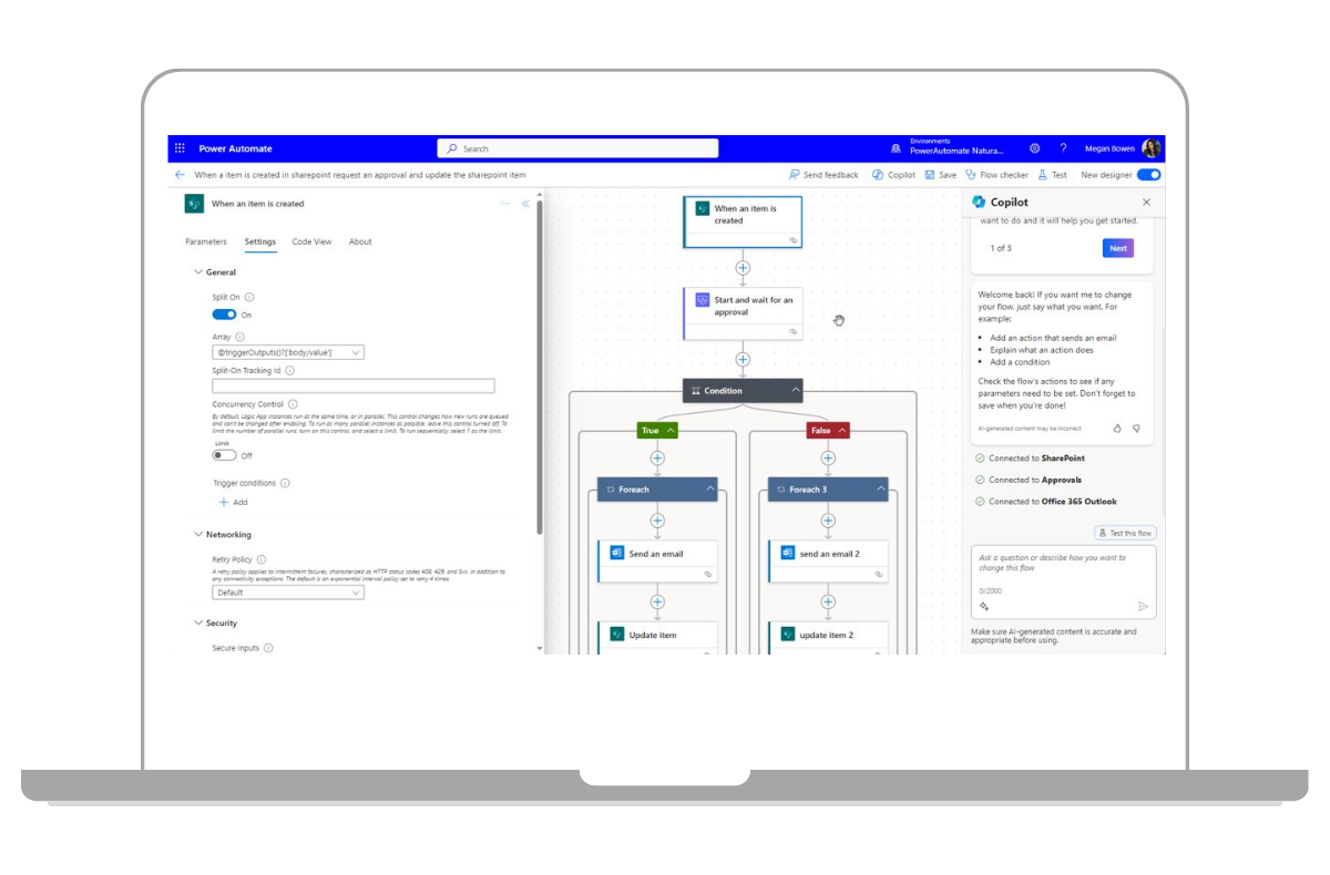 Optimieren Sie mit Power Automate Workflows für wiederkehrende Prozesse.