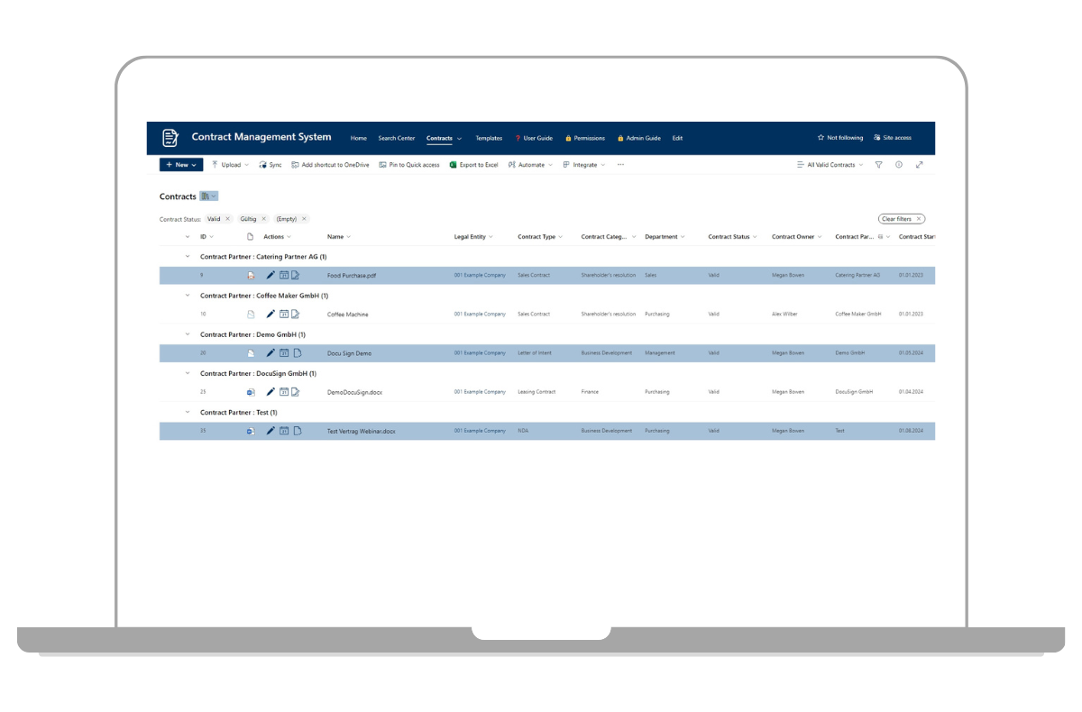 Nutzen Sie die digitalen Ablage in der Vertragsmanagement-Lösung mit Microsoft 365