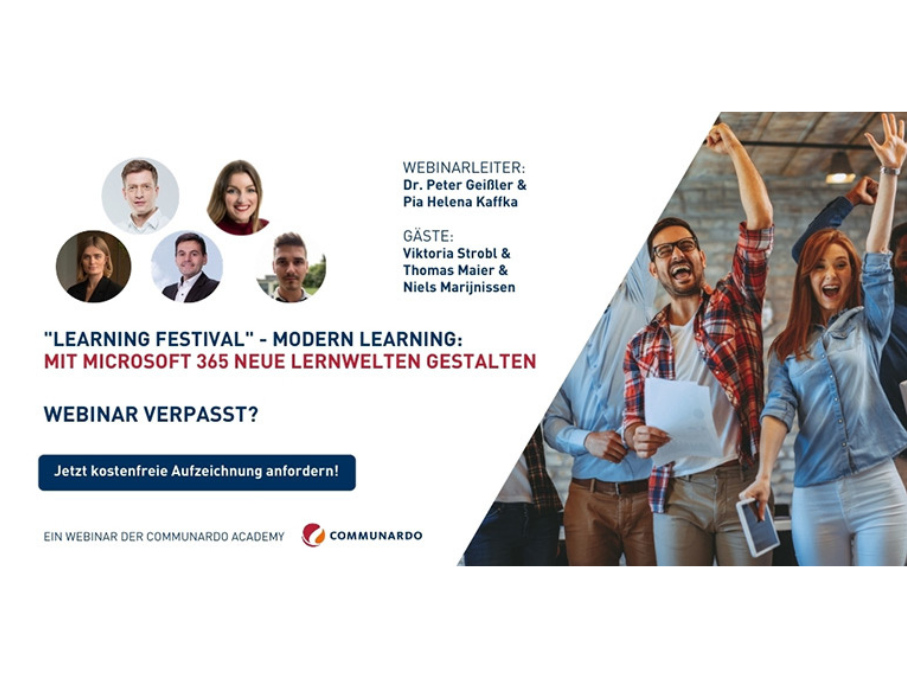 Fordern Sie die Webinaraufzeichnung "Learning Festival" von Communardo an