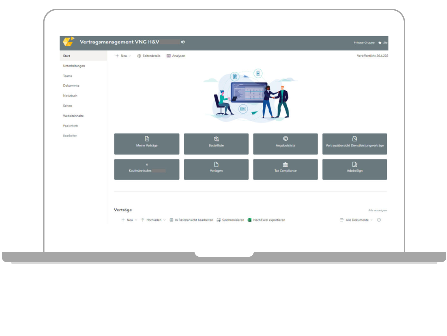 Mit der passgenauen SharePoint Lösung können alle Verträge in einem System abgebildet werden.