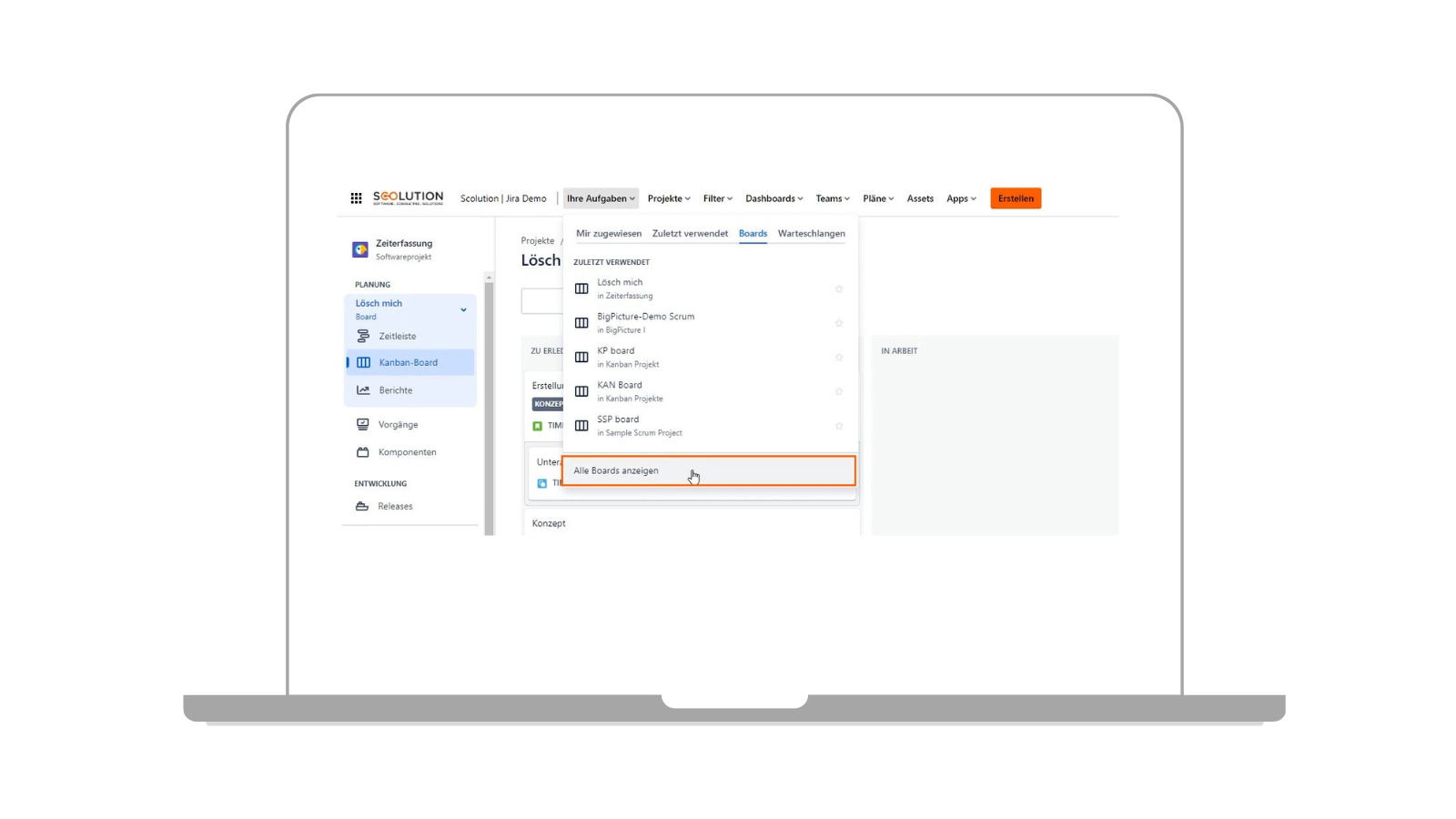 Board-Übersicht öffnen