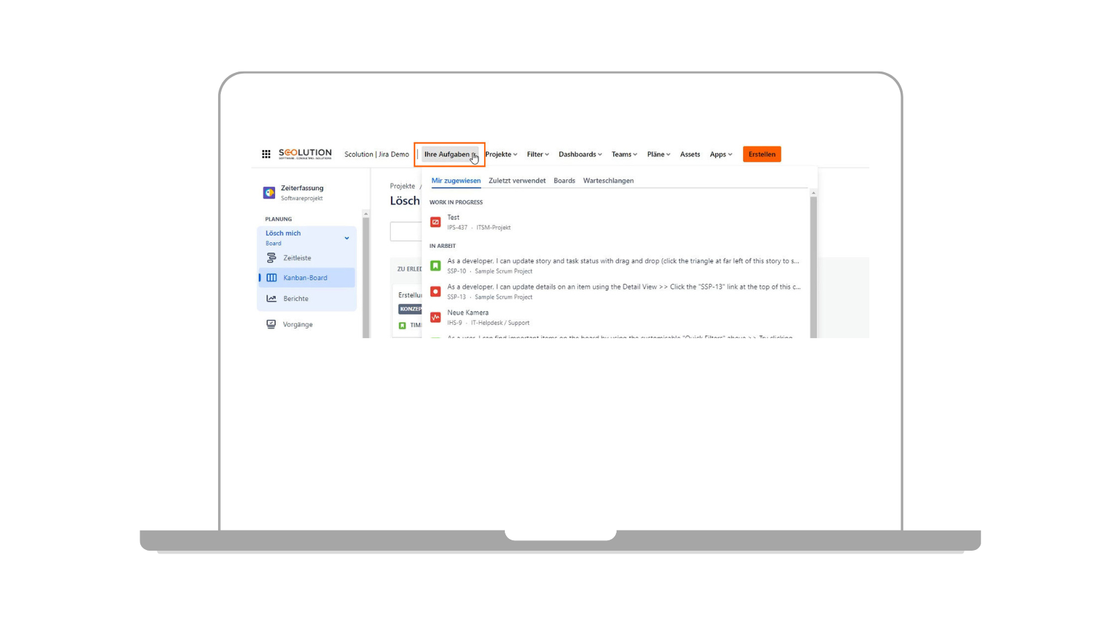 Übersicht der Jira Boards in der Cloud öffnen