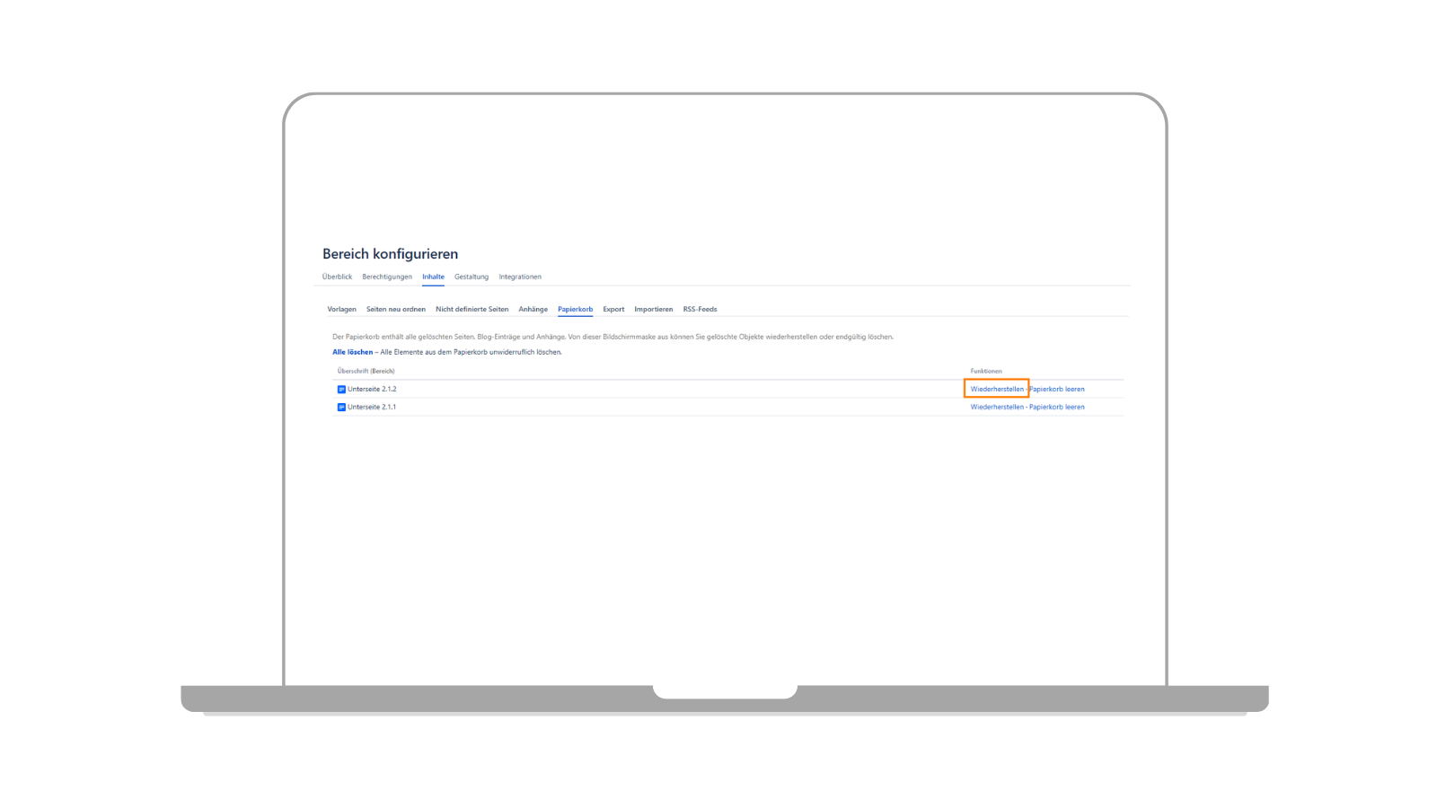 Seite wiederherstellen