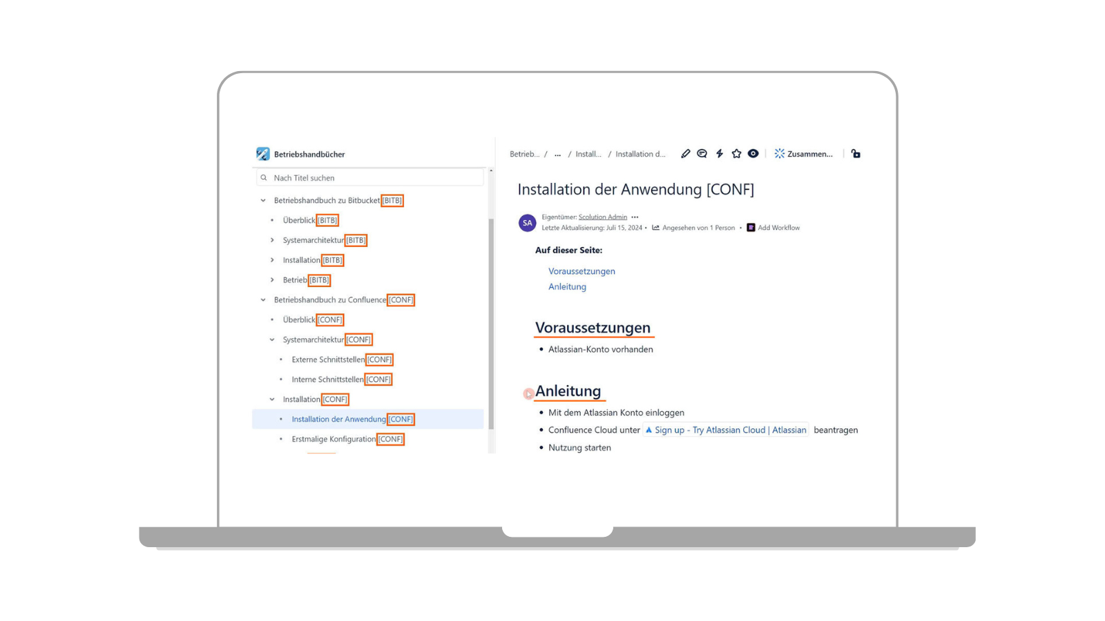 Confluence Multi-Page-Template Unterkapitel und fest definierte Überschriften