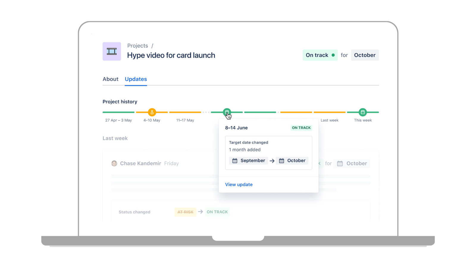 Halten Sie mit Atlas Ihre Teams auf den Projektseiten und mit Social-Media-ähnlichen Projektupdates auf dem Laufenden