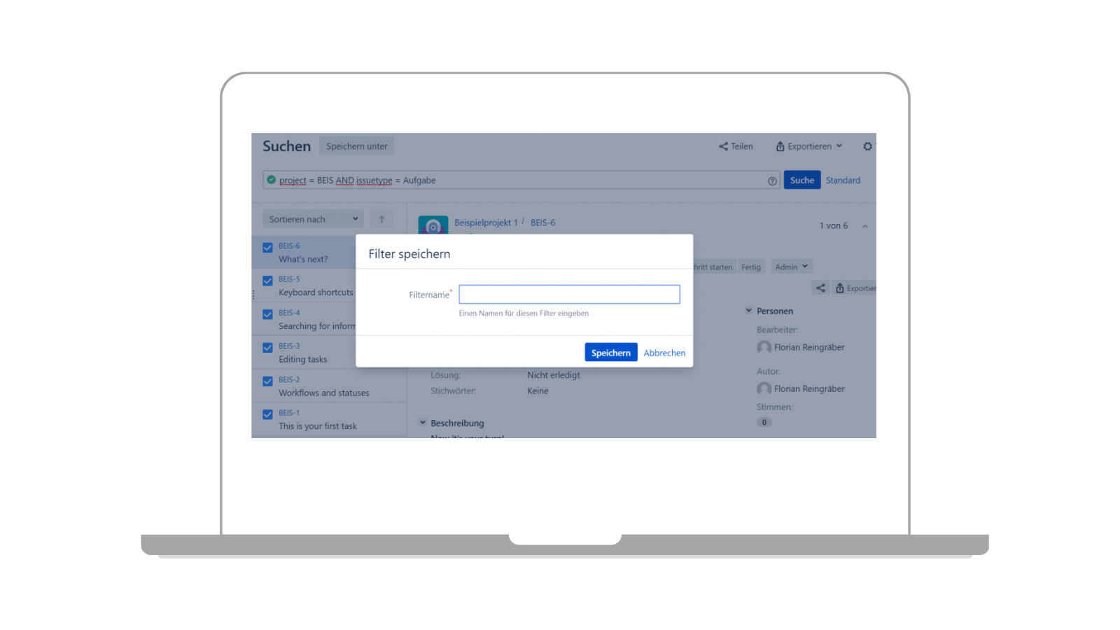 Jira Filter speichern
