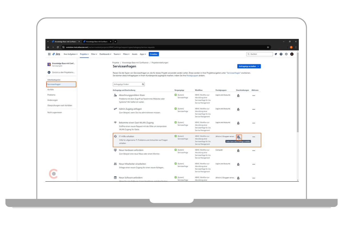 Anfragetyp zum Einschränken auswählen