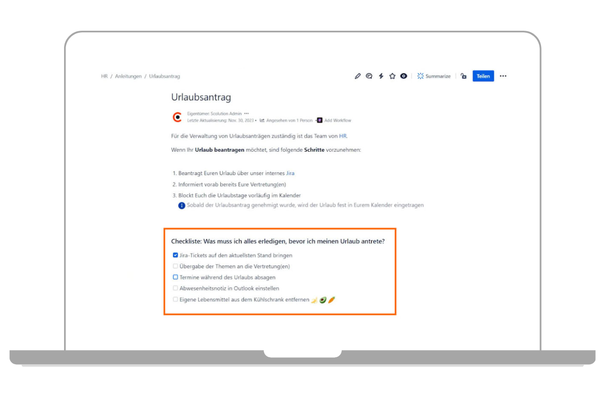 Confluence Checklisten