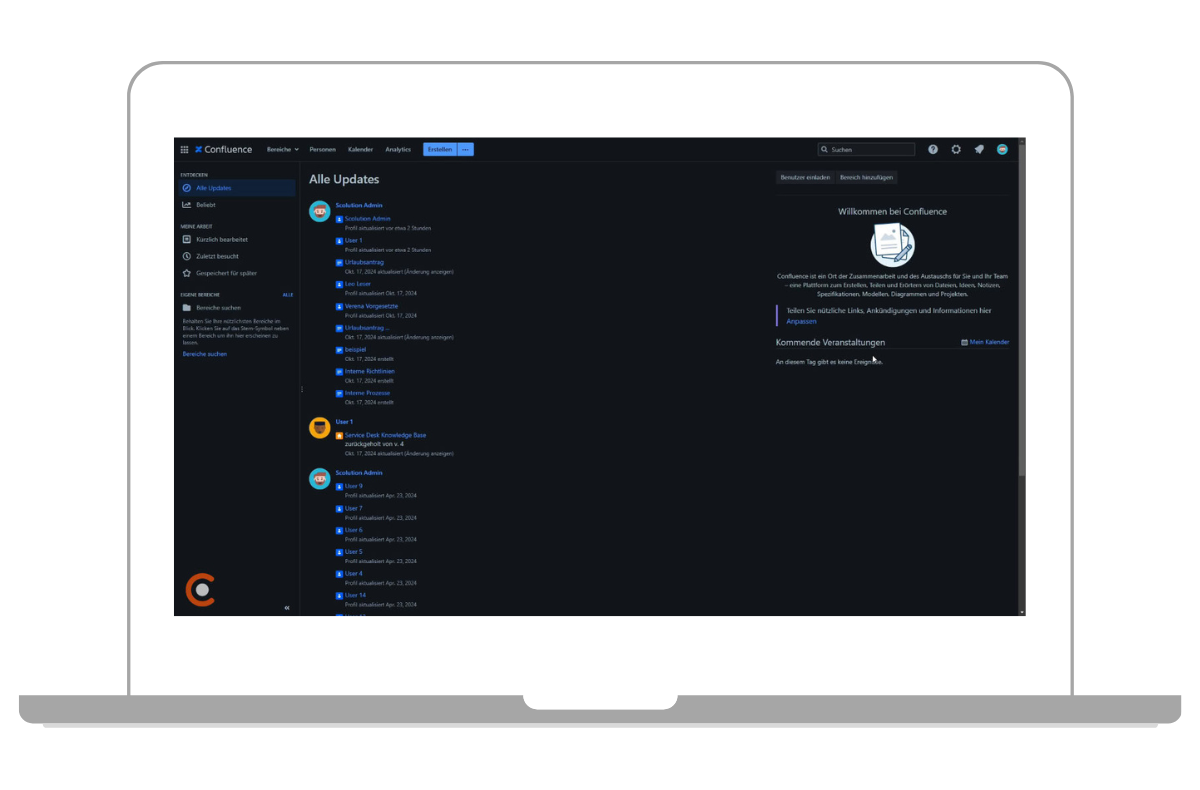 Dark Mode in Confluence Data Center ist aktiviert