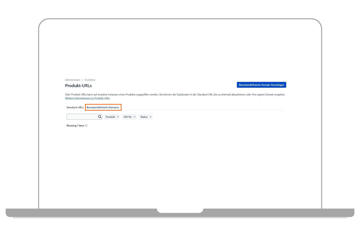 Atlassian Custom Domain Registerkarte