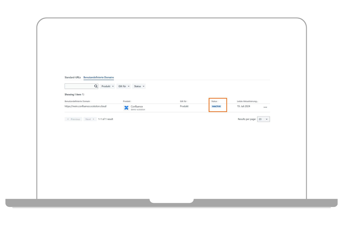Status der aktiven Domain