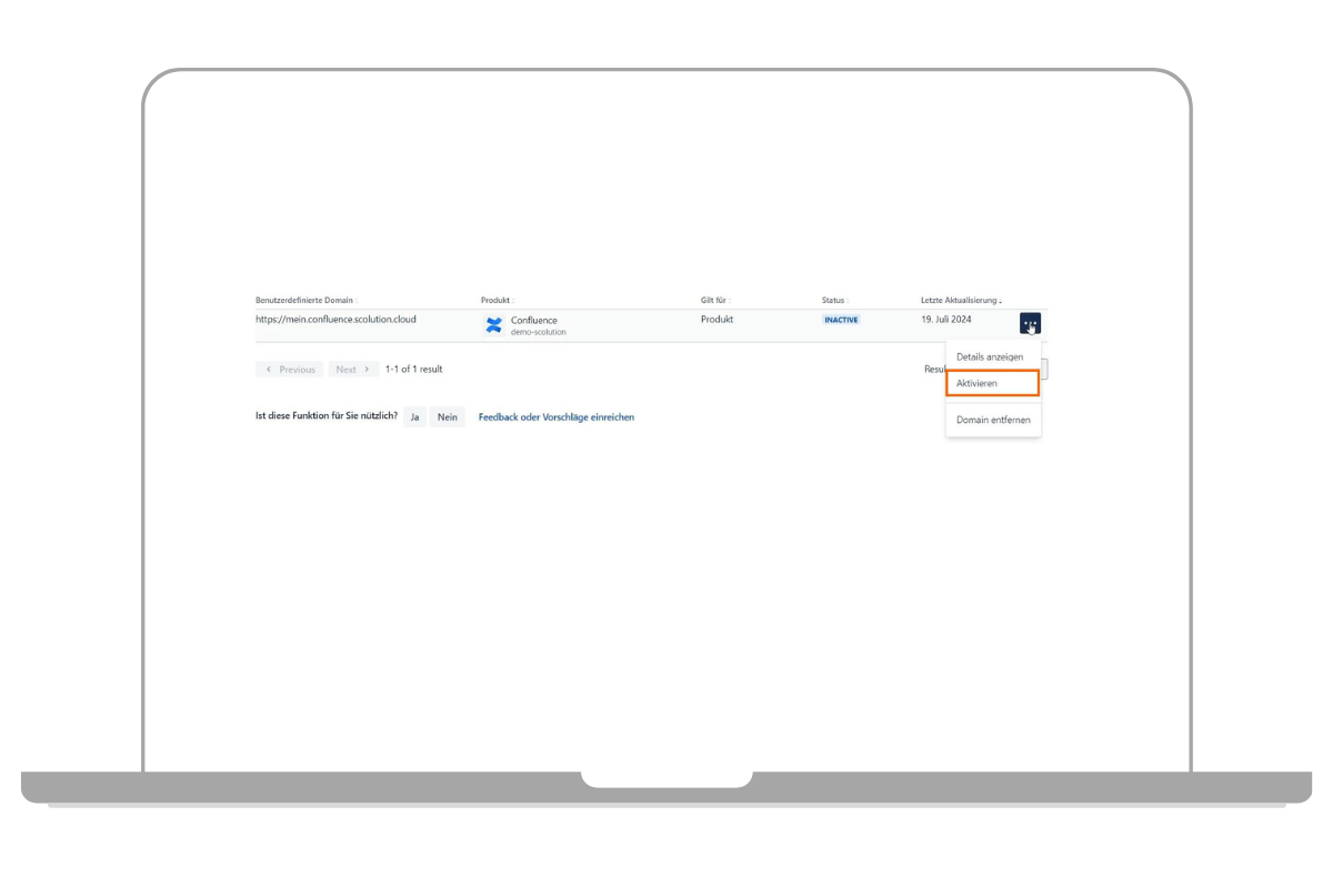 Atlassian Custom Domain neue Domain aktivieren