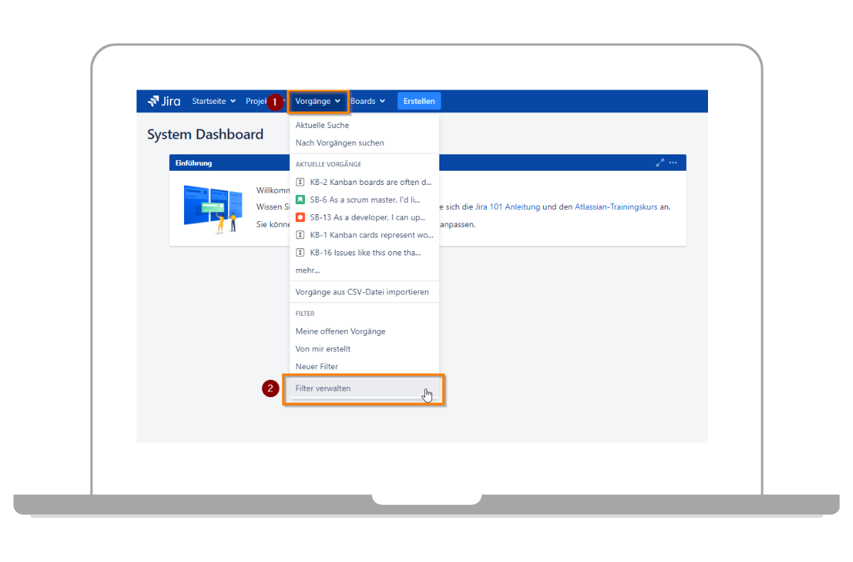 Jira Filter verwalten