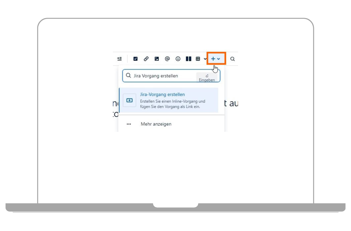 Jira Vorgang über Symbolleiste einfügen