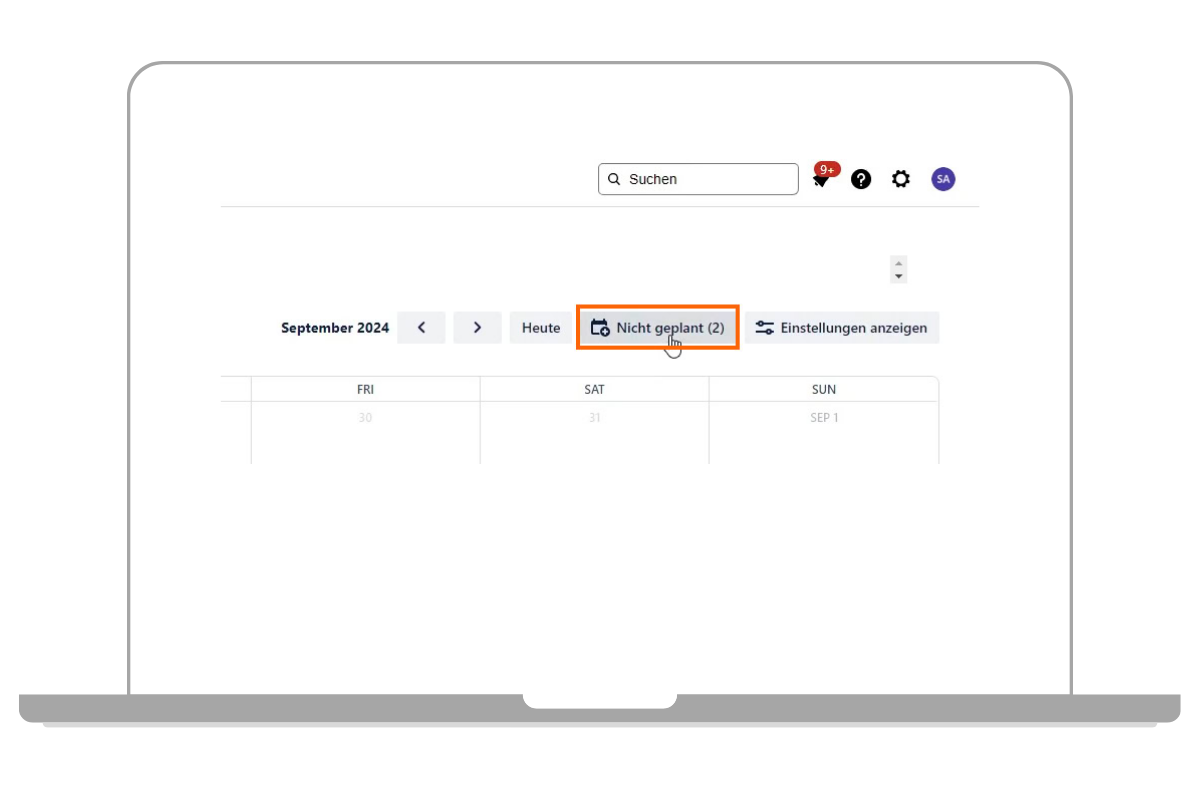 Kalenderansicht, nicht geplante tickets anzeigen