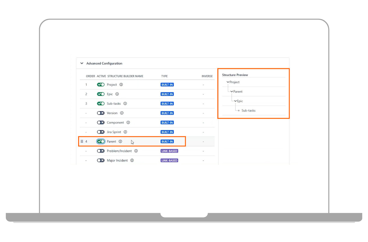 Parent Funktion Toggle aktiviert