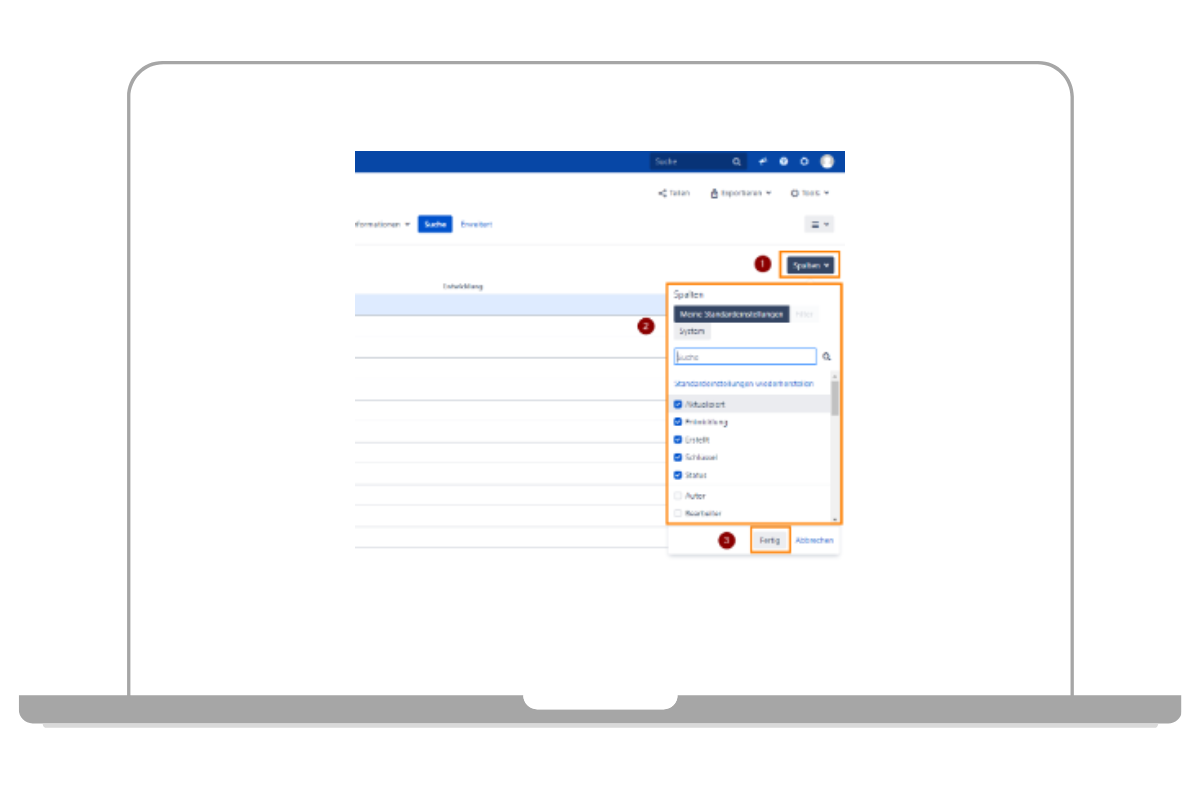 Spalten in der Listenansicht anpassen