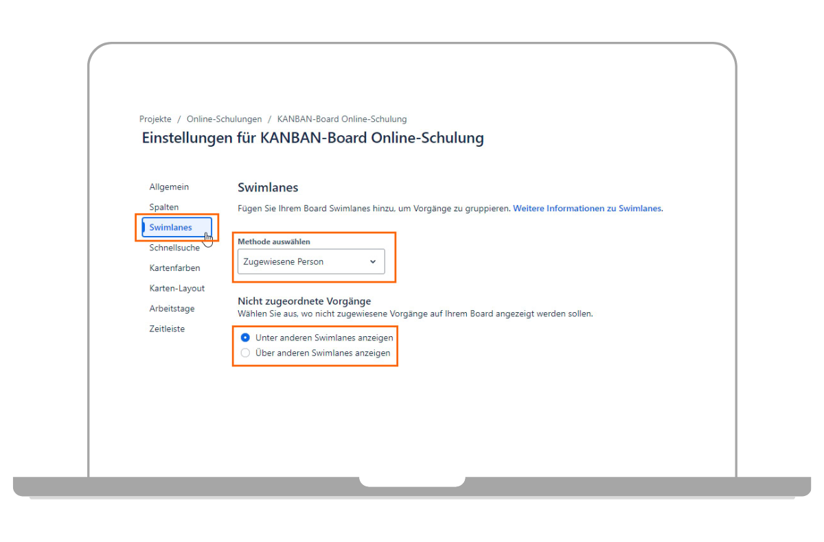 Swimlanes in Jira Service Management erstellen