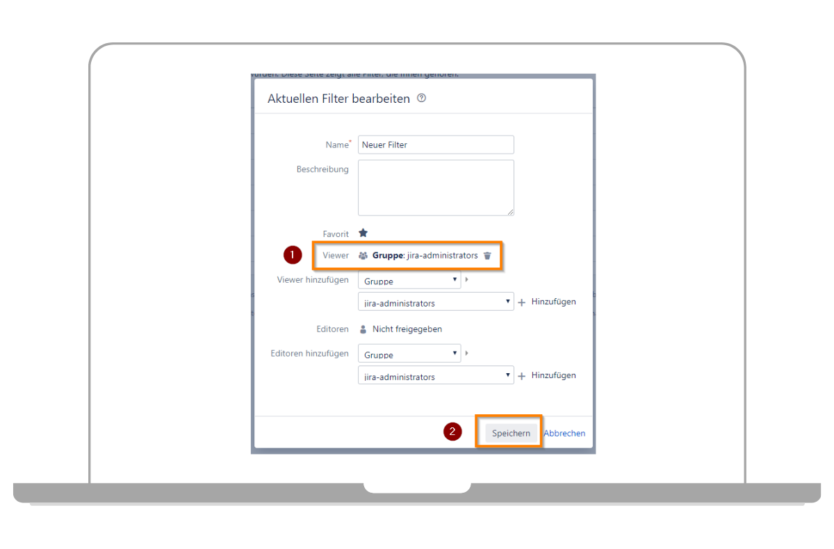 Filter Berechtigung speichern